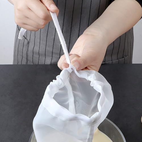 6 Pack - 100 Mesh Fine Mesh Strainer & Nut Milk Bags, Reusable Food Strainer - Food Grade BPA-Free - Ultra Strong Fine Nylon Mesh - Nutmilk, Juices, Cold Brew, Tea Coffee, Juice Soy