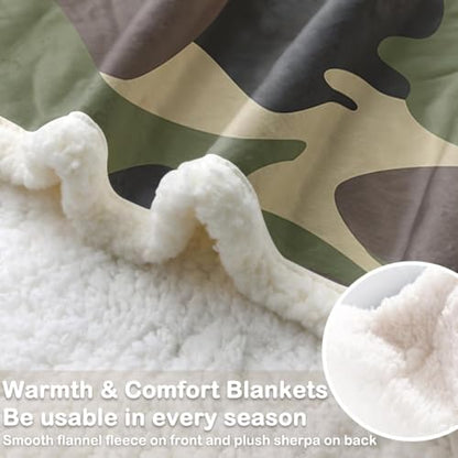 Sleepwish Throw Blanket, Green Brown Camouflage, Twin - color: Army Green Camo, size: Twin