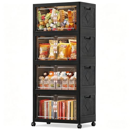 Collapsible Storage Bins with Lids&Wheels-252QT(63Gal) - size: Four-Layer with one Lid