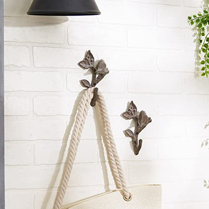DII Cast Iron Decorative Wall Hook Set, Bird with Leaves, 2 Count - size: Bird with Leaves
