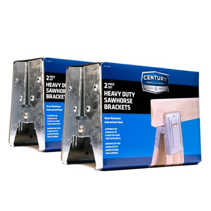 Century Drill & Tool 72994 Saw Horse Brackets, 4 Piece | 400lbs weight capacity, Rust-resistant coating, Galvanized metal brackets, For use with standard 2x4 lumber - size: Set of 4