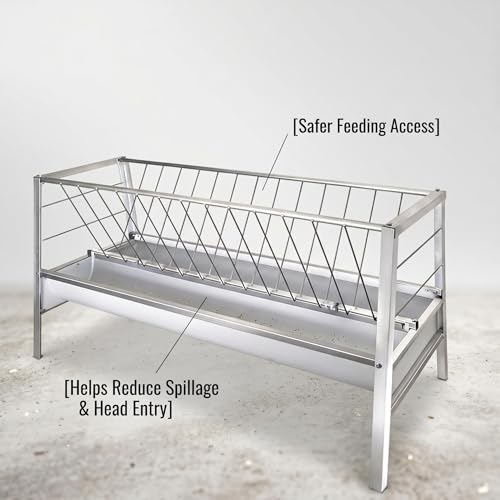 Livestock Feed Trough, 80 Gallon Animal Feed Container for Goats with Spill-Proof Edge, 8 Inch Deep Farm Hay Trough, Hay Grain Livestock Feeder, Feed Equipment for Sheep Livestock Home Breeding Ranch