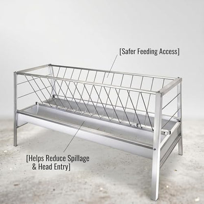 Livestock Feed Trough, 80 Gallon Animal Feed Container for Goats with Spill-Proof Edge, 8 Inch Deep Farm Hay Trough, Hay Grain Livestock Feeder, Feed Equipment for Sheep Livestock Home Breeding Ranch