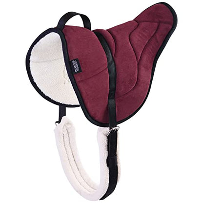 Harrison Howard Equestrian Saddle Pad Horse Riding Pad Bareback Pad with Girth - color: Burgundy