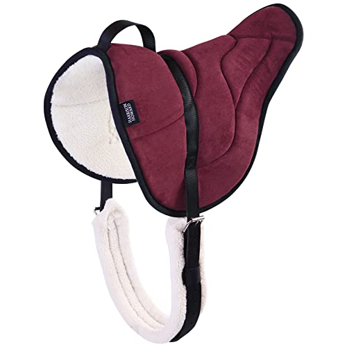 Harrison Howard Equestrian Saddle Pad Horse Riding Pad Bareback Pad with Girth - color: Burgundy