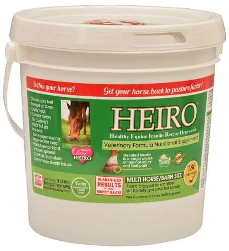 HEIRO Healthy Equine Insulin Rescue Nutritional Supplement for Horses, Natural Herbal Blend with Magnesium & Vitamin E, Supports Normal Metabolic Function & Hoof Comfort (180 Servings) - size: 180 Servings
