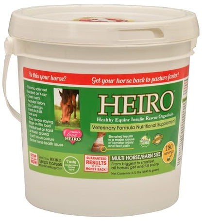 HEIRO Healthy Equine Insulin Rescue Nutritional Supplement for Horses, Natural Herbal Blend with Magnesium & Vitamin E, Supports Normal Metabolic Function & Hoof Comfort (180 Servings) - size: 180 Servings