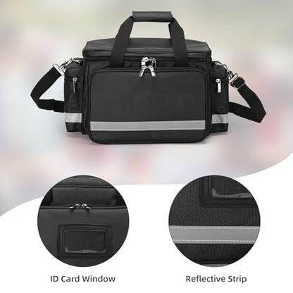 Medical Bag Empty Emergency Bag First Responder Bag First Aid Bag Home Health Empty First Aid Storage with Detachable Divider Medical Supplies - color: Black, size: 17.7" x 13.78"x 9.84"