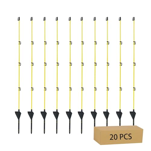 45 inch Fiberglass Electric Fence Posts,Electric Fence Stakes,Yellow 20 pcs - color: 45 INCH, size: 20 pcs