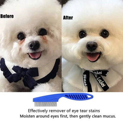 9 Pieces Pet Flea Lice Comb, Dog And Cat Tear Stain Remover Comb, Remove Eye Mucus Crust Dandruff Floating Hair. Pet Grooming Comb Kit For Long And Short Haired Dog Cat(Blue,Rose Red, Green)