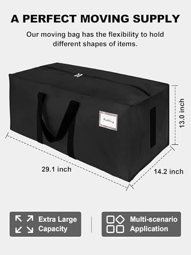 HOMESURE Supports 200lbs Heavy Duty Moving Bags - Strong Zipper & Wrap-Around Handles - Water-Resistant Storage Totes, Durable Alternative to Moving Boxes - 8 Pack - Black - color: Black