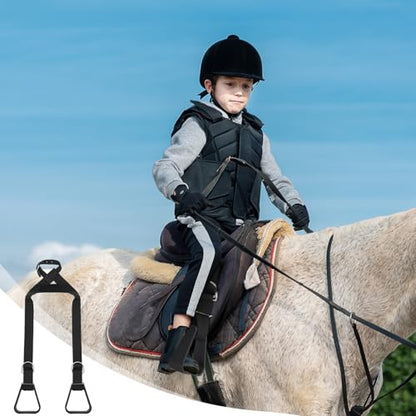 Simgoing Kids Western Stirrups Adjustable Nylon Straps Equestrian Safety Stirrups for Youth Riding Accessories, Height Below 140 cm - color: Black