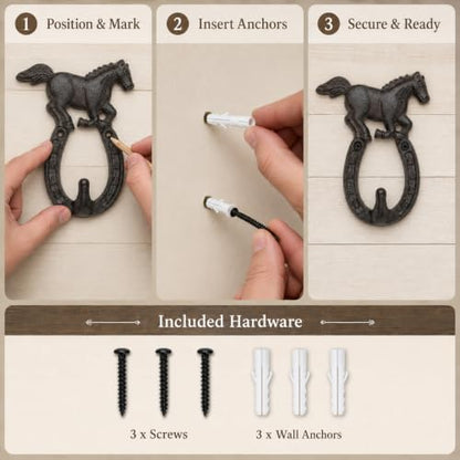 Comfy Hour 9.5 Inch Horseshoe Wall Hook, Running Horse Key Holder