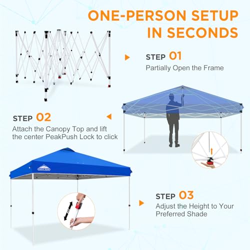EAGLE PEAK 12x12 Pop Up Canopy Tent Easy Up Canopy Outdoor, Blue - color: Blue, size: 12x12