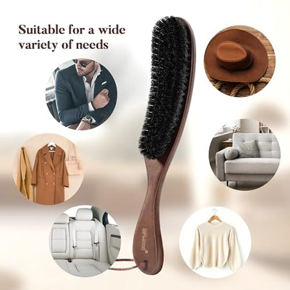 BFWood Clothes Brush, Boar Bristle Lint Brush for Suits, Cashmere, Wool, Velvet, Suede and Pet Hair, Large Black Walnut Wood Handle - color: Walnut Wood+boar Bristle