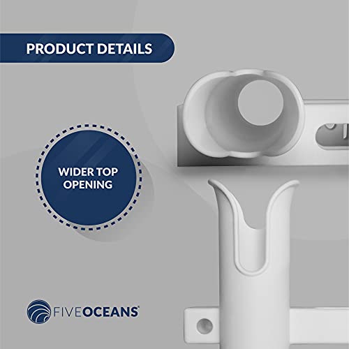 Five Oceans Wall Mounted Fishing Rod Holders Tubes - 2-Pole Fishing Rod Holder Rack - UV-Resistant ABS Plastic, White, Mounting Hardware Included - FO4331