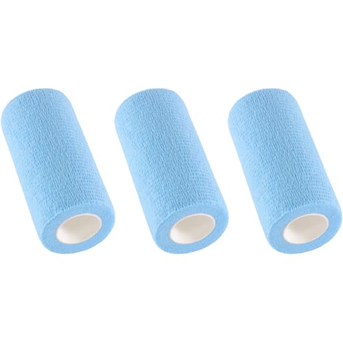 IndigoCase 3 Pack Self Adhesive Bandage Wrap 4 Inch x 5 yd Elastic Tape - color: Skyblue, size: 4 Inch - 3 Pack