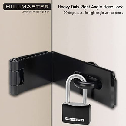 HILLMASTER Door Hasp Latch 90 Degree, 7-3/4" Extra Thick Heavy Duty Steel Safety Gate Door Lock Padlock Clasp Hasp Lock Latch for Fence Gate Barn Door Shed Closet Cabinet, Black Finish (Pack of 2) - size: Bendable (Pack of 2)
