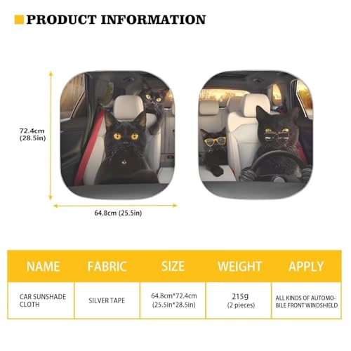 Fashion Cats Car Sun Shade for Windshield Foldable Sunshade Front Window Cover Sun Visor Heat and UV Rays That Keeps Vehicle Cool Universal Vehicle Accessories 28.5 x 25.5 inches - color: Fashion Cats