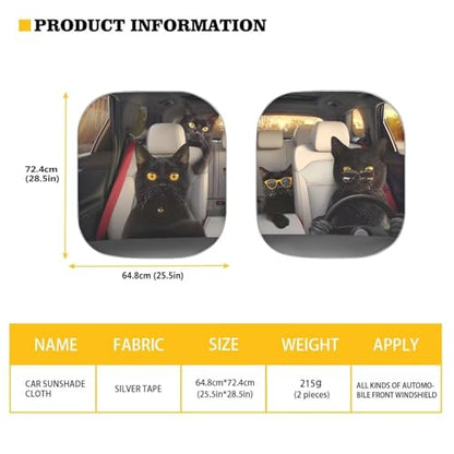 Fashion Cats Car Sun Shade for Windshield Foldable Sunshade Front Window Cover Sun Visor Heat and UV Rays That Keeps Vehicle Cool Universal Vehicle Accessories 28.5 x 25.5 inches - color: Fashion Cats