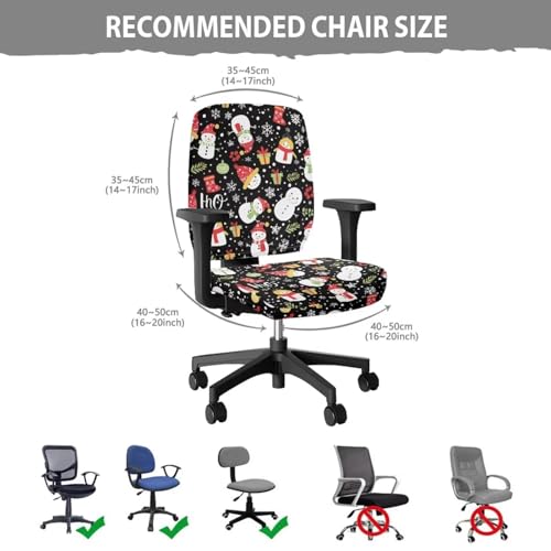 Christmas Snowman Office Chair Cover Stretchable Computer Desk Chair Seat Covers 2 Piece Waterproof Washable Swivel Chair Protective Slipcover for Wheelchairs Gaming Chairs - color: Christmas Snowman