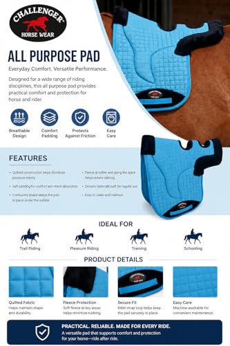 Horse Contoured Fleece Lined Quilted English Saddle Pad Black 72153 - color: Turquoise
