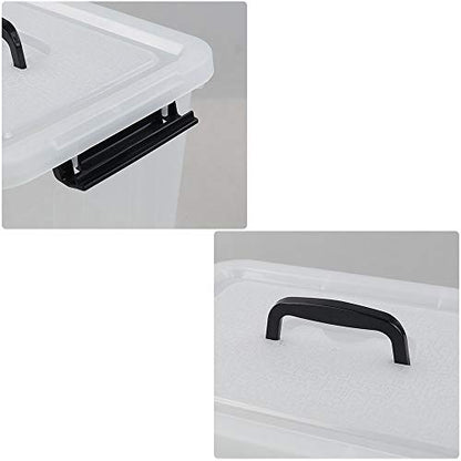 12 Quart Storage Box with Handle, 6 Pack Latching Container Bin | Clear, Stackable, Plastic Lidded Storage Bin - size: 12 Quart