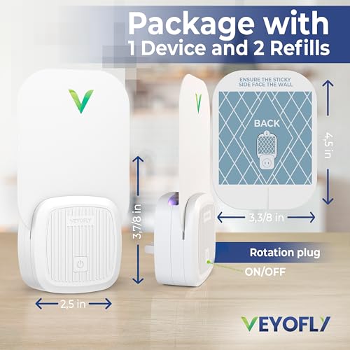 VEYOFLY Fruit Fly Traps Indoor Plug-in UV, Gnat Trap, 1 Device + 2 Refills - color: White, size: 1 Device + 2 Refills