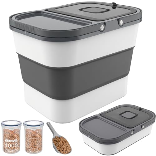 HOYTAMDAR 35lbs Collapsible Dog Food Storage Container,Rolling Wheels - color: Grey-35lbs
