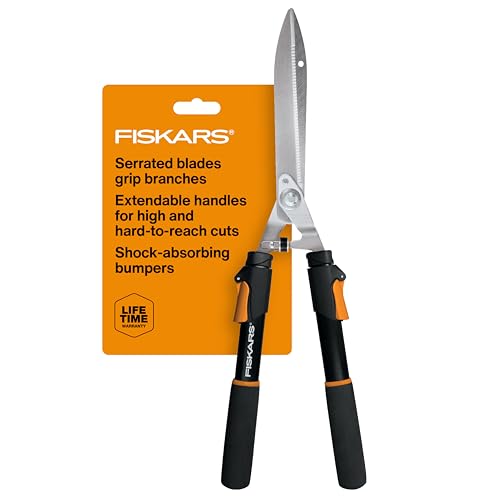 Fiskars 25"-33" Power-Lever Extendable Garden Hedge Shears, 10” Blades - style: 25-33" Power-Lever