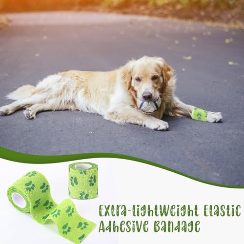 Threlaco 3 Rolls No Chew Bandage for Dogs Bitter Bandage Wrap for Dogs Wound Wrap (2 Inches X 5 yd,Green) - size: 2 Inch X 5 yd