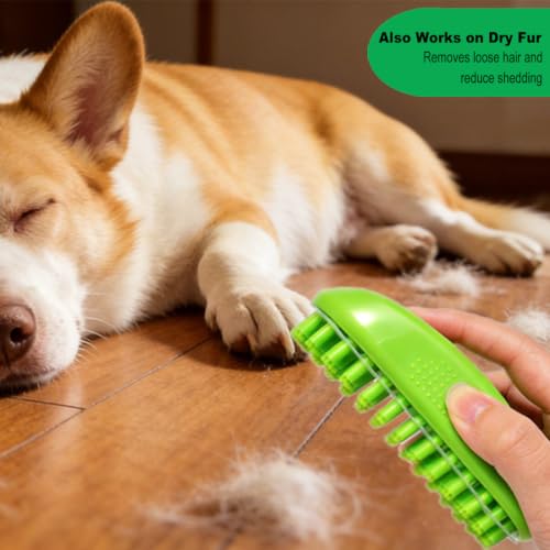 Rubber Curry Brush for Short Haired Dogs, Gentle Curry Comb - color: Green