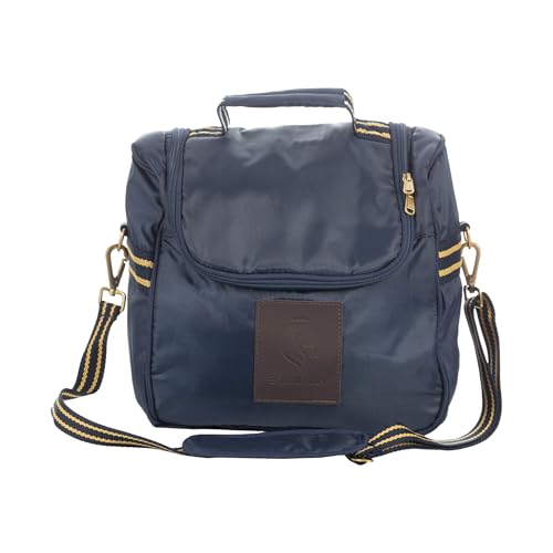 Equinavia Darby Zip Top Equestrian Horse Grooming Bag with Shoulder Strap | 6.5" x 11" x 13" - color: Navy/Gold
