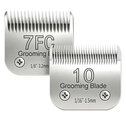 10# 1.5mm and 7FC 3.2mm Clipper Blades Pet Grooming Clipper Replacement Blades Detachable Blade Compatible with andis/wahl/Oster Dog Clippers - size: S10-S7FC