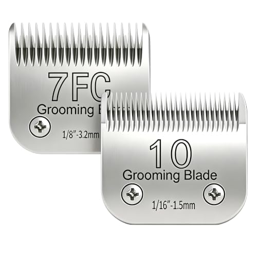 10# 1.5mm and 7FC 3.2mm Clipper Blades Pet Grooming Clipper Replacement Blades Detachable Blade Compatible with andis/wahl/Oster Dog Clippers - size: S10-S7FC