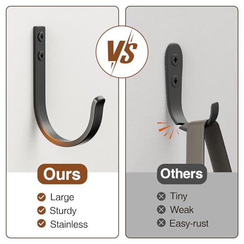 22LB Wall Hooks for Hanging Towel/Coat, Black 5 Pack - color: Black, size: 5 Pack