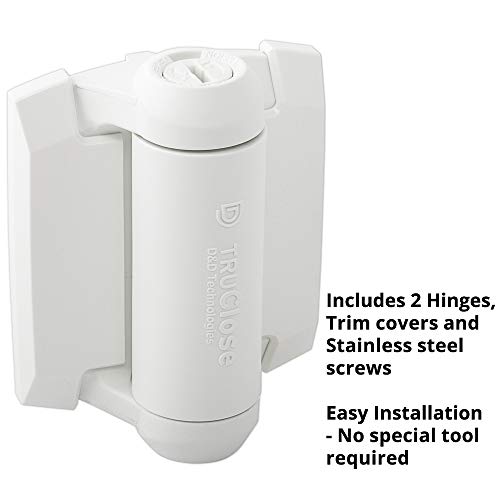 D&D TCA1S3WTS TruClose Regular Gate Hinge Square Metal Gates, White, 2 pcs. | Safety gate hinge, no alignment legs, self-closes metal gates up to 66 lb. For square gate posts. White, comes with 2 hinges - color: White, size: Adjustable gate gap: 3/8”–7/8”