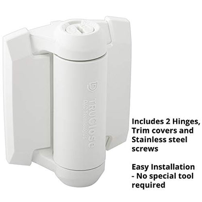 D&D TCA1S3WTS TruClose Regular Gate Hinge Square Metal Gates, White, 2 pcs. | Safety gate hinge, no alignment legs, self-closes metal gates up to 66 lb. For square gate posts. White, comes with 2 hinges - color: White, size: Adjustable gate gap: 3/8”–7/8”