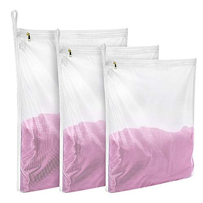 GOGOODA 3 Pack Delicates Laundry Bags, Fine Mesh Wash Bag with Hanging Loop - size: 3 set (1 Medium, 1 Large, 1Xlarge)