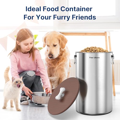 2 Pack 35 lb Stainless Steel Dog Food Storage Container Set with Wooden Lid - size: 35 lbs - 2pk