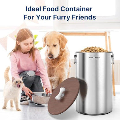 2 Pack 35 lb Stainless Steel Dog Food Storage Container Set with Wooden Lid - size: 35 lbs - 2pk