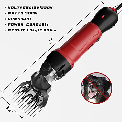 2026 Upgraded Sheep Shears 500W, Professional Electric Sheep Clippers, Farm Livestock Grooming Kit, 6 Speed Heavy Duty Electric Shears for Sheep Alpacas Goats Thick Coat Animals