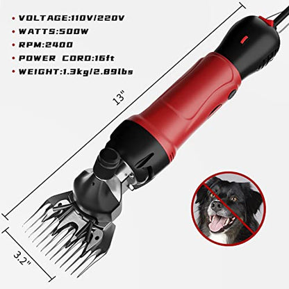 2026 Upgraded Sheep Shears 500W, Professional Electric Sheep Clippers, Farm Livestock Grooming Kit, 6 Speed Heavy Duty Electric Shears for Sheep Alpacas Goats Thick Coat Animals