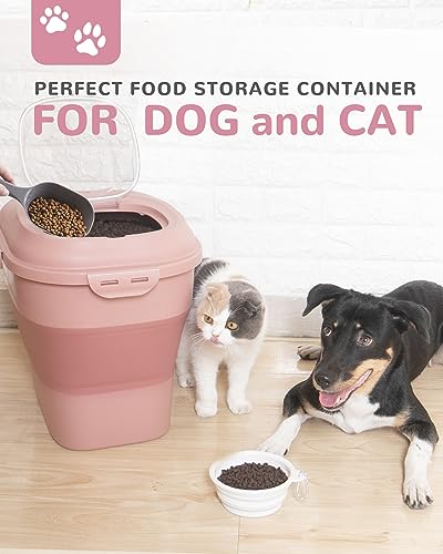 30-35Lbs Airtight Dog Food Storage Container,Collapsible Dog Food Container - color: Pink