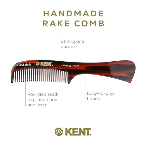 Kent 14T Hair Detangling Comb, Wide Tooth Comb for Long Hair, Wet and Dry Handmade Detangler for Women, Saw-Cut and Hand Polished Made in England - size: 2 Pack