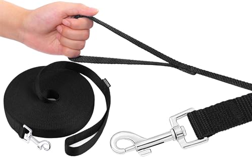AMAGOOD Dog/Puppy Obedience Recall Training Agility Lead-15 ft 20 ft 30 ft 50 ft Long Leash-for Dog Training,Tie Out,Play,Safety,Camping (30Feet x 1Inch, Black) - color: Black, size: 1 Inch x 30 Feet