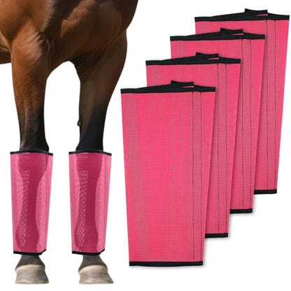 Mesh Horse Fly Boots, Pink, Set of 4 - color: Pink