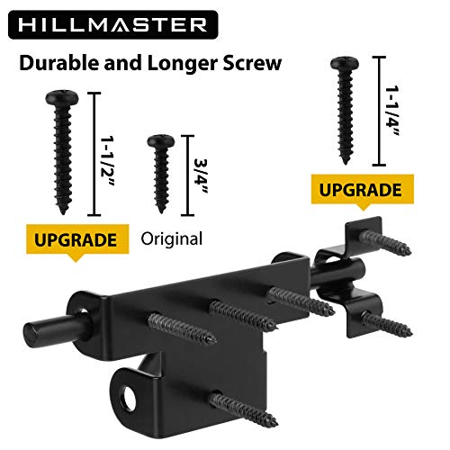 HILLMASTER Heavy Duty Slide Bolt Gate Latch with Padlock Hole, Sliding Bolt Gate Lock Door Latches Hardware for Wooden Fences Barn Doors, 2 Pack - size: 2 Pack