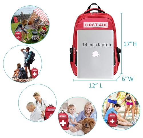 First Aid Bag Empty Red Emergency First Responder Trauma Multi-Pocket Traveling Field Trips Camping Essentials (Red, Pack of 2) - color: Red, Pack of 2