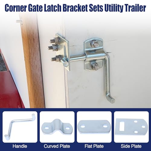 Corner Gate Latch Bracket Set fit Utility Trailer, Wood Security Rack Stake - size: 4.4 inches